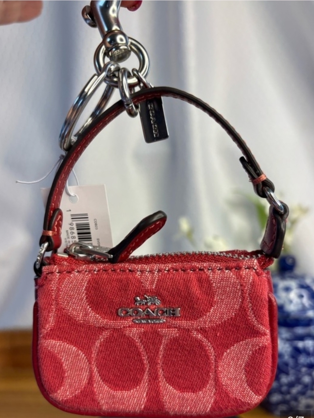 NWT Coach Red Denim Nolita Bag Charm/Keyring - Picture 2 of 5